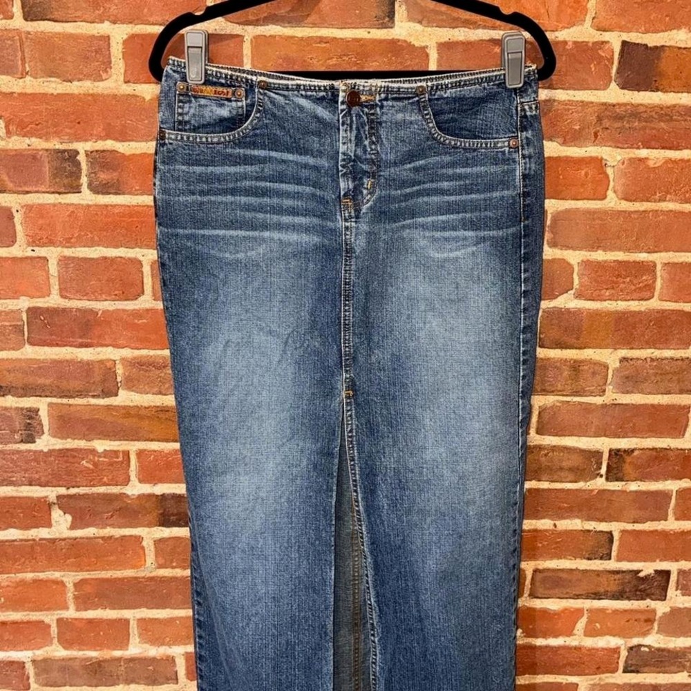 Vintage lei blue denim midi skirt